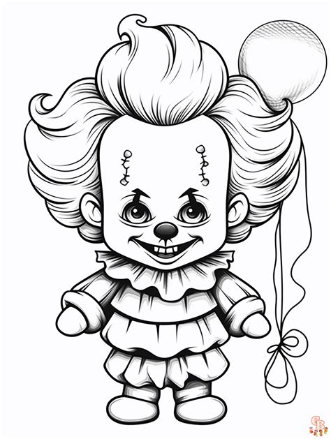 Pennywise face printable in a spooky, artistic design